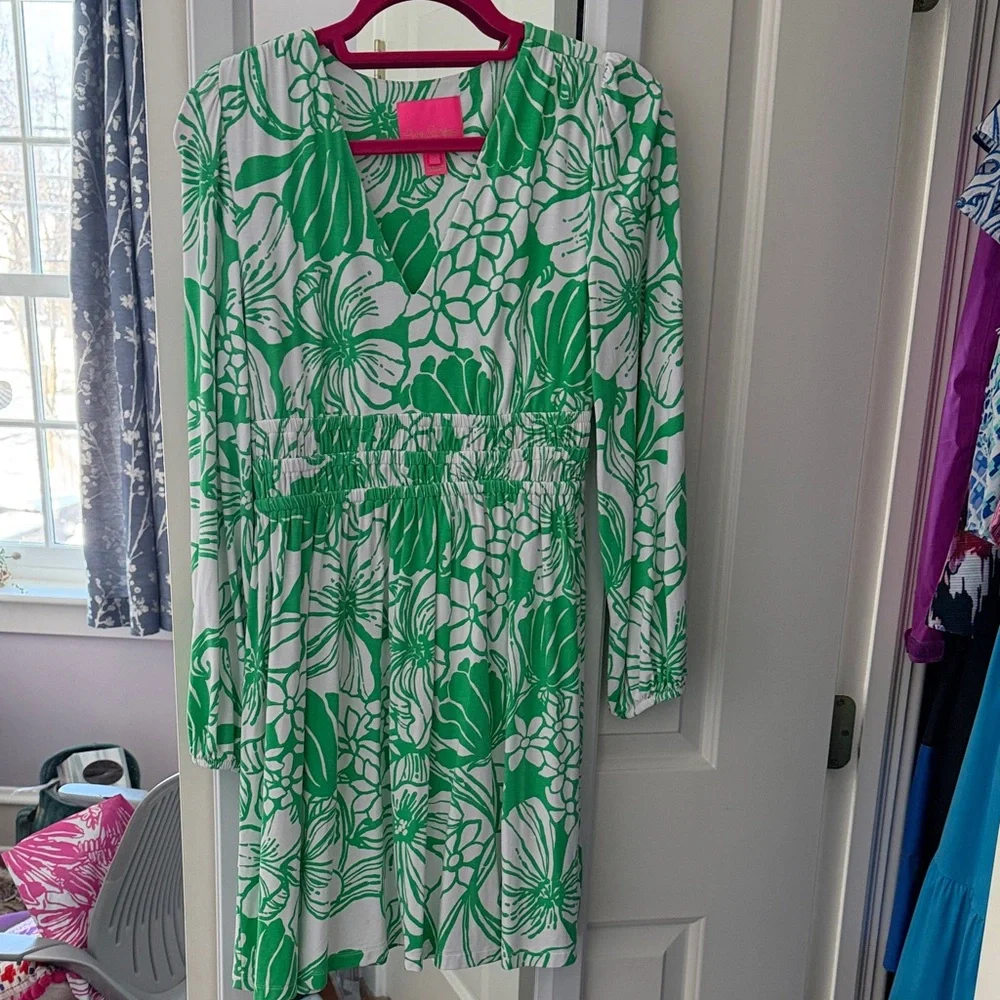 Lilly Pulitzer Green and White Patterned Dress - Picture 1 of 3